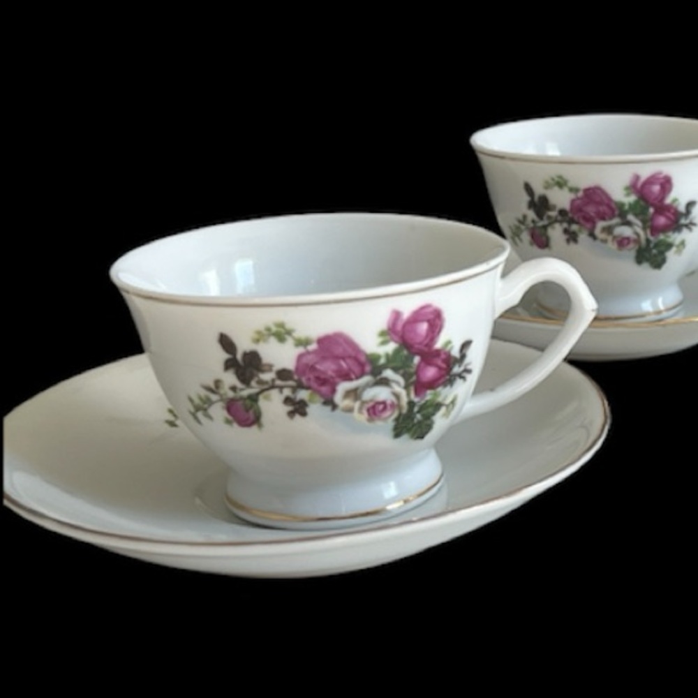 Floral 4  Expreso shot Small Cups and Saucers